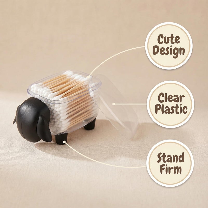Agirlvct Cotton Ball Holder, Acrylic Qtip Dispenser with Lid, Cute Cotton Swab Holders, Bathroom Jars, Restroom Vanity Organizer Canister for Counter, Small Containers Storage Sheep Gifts Birthday (2 Pack) - Image 2